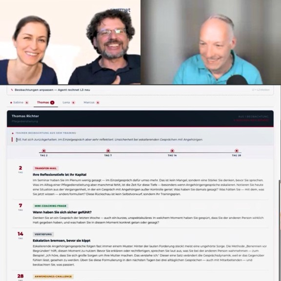 Jacqueline und Jürgen Sammet mit Dirk Häger im Online-Meeting